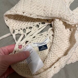 American Eagle Outfitters Cream Women's knit halter top